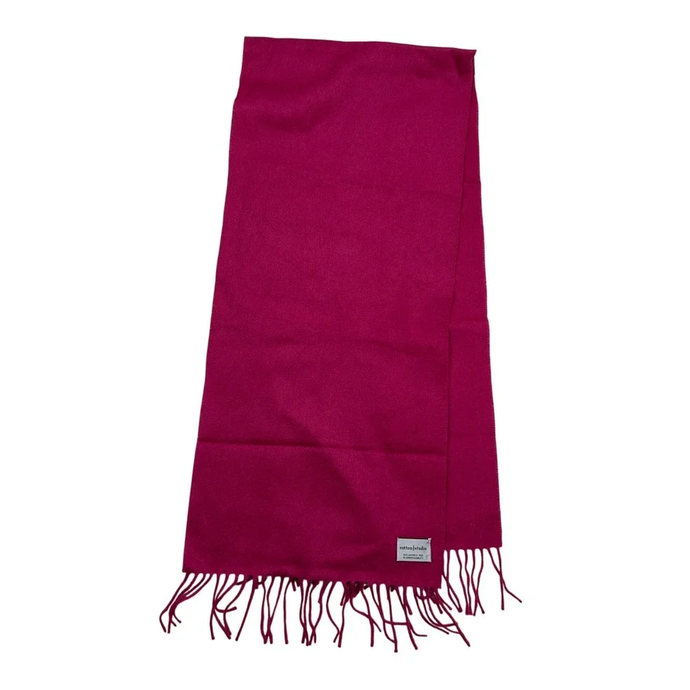 Sutton Studio Fuchsia Pink Scarf With Fringe Accent 100% Cashmere‎ Germany